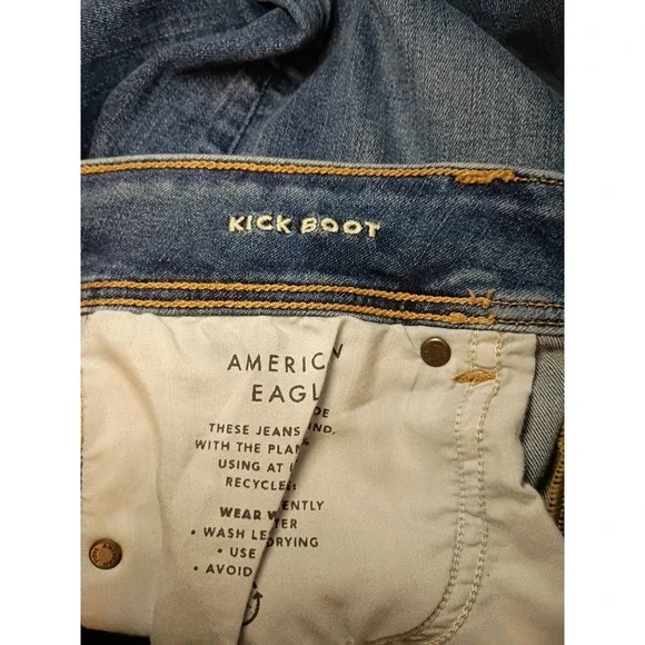 American Eagle Kick Boot Jeans Women 8 Short 30x30 Blue Denim Next Level Stretch - Picture 4 of 10